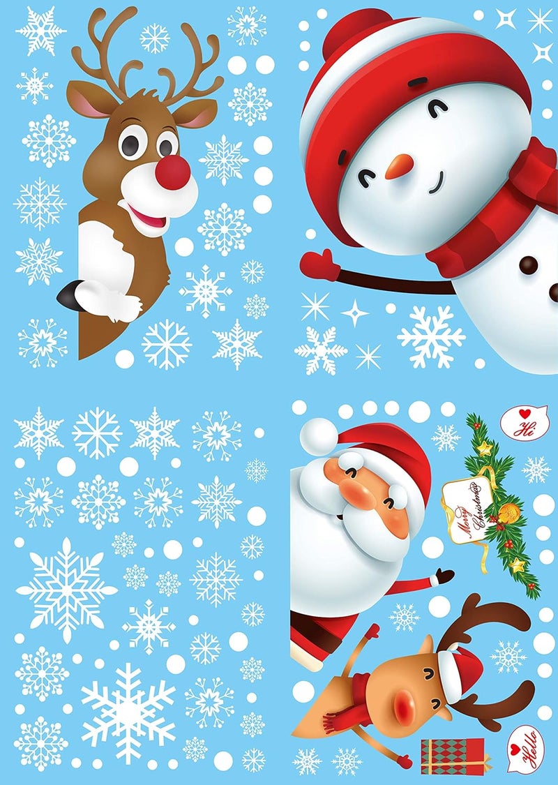 liuzzqq 130PCS Christmas decoratives Window Stickers, Holiday Snowflake Santa Claus Reindeer Stickers - Image 4